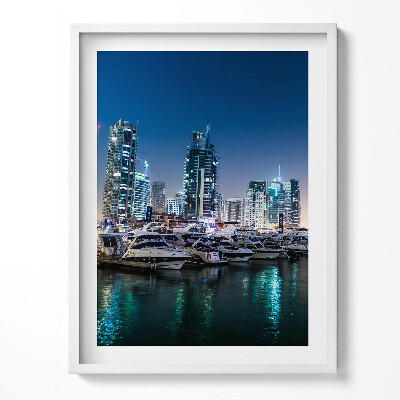 Obraz v rámu Lodě ve městě v noci