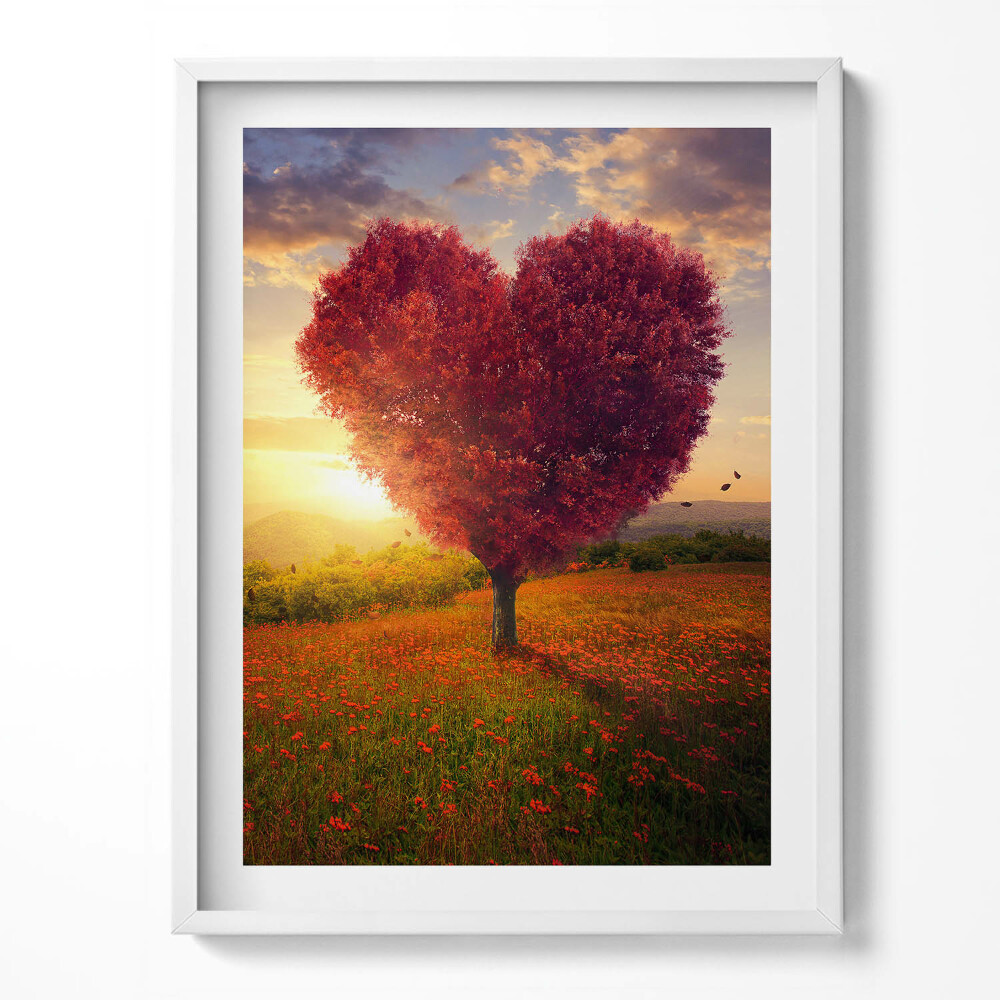 Obraz v rámu Strom lásky ve tvaru srdce