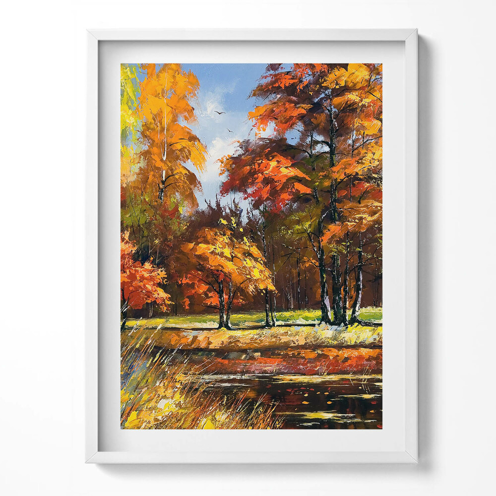 Obraz v rámu Malovaný podzim a řeka