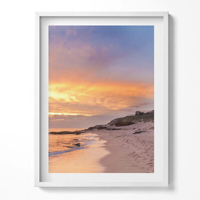 Obraz v rámu Mořská krajina s pláží a majákem