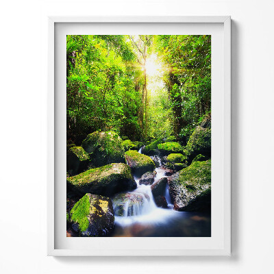 Obraz v rámu Vodopád uprostřed džungle