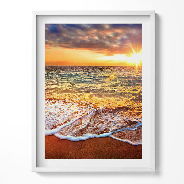 Obraz v rámu Mořské vlny při západu slunce