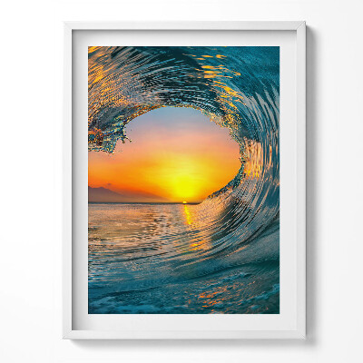 Obraz v rámu Vodní vlna při západu slunce