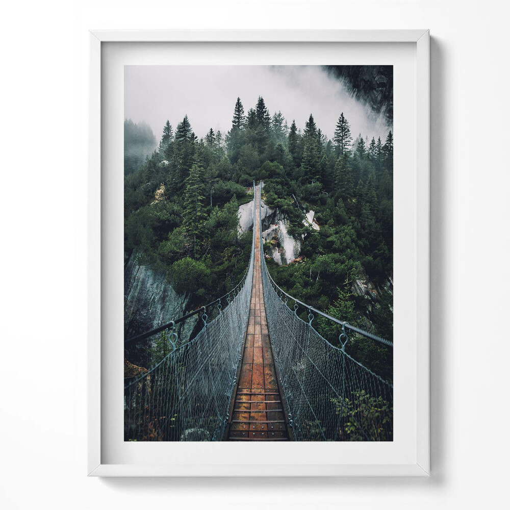 Obraz v rámu Visutý most přes les
