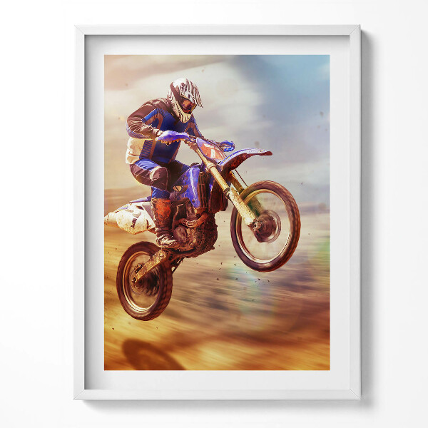 Obraz v rámu Motocyklista v poušti