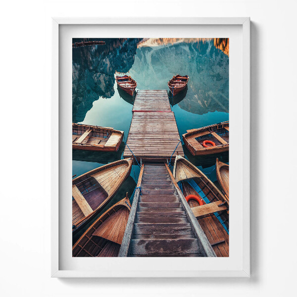 Obraz v rámu Molo a jezero Pragser Wildsee