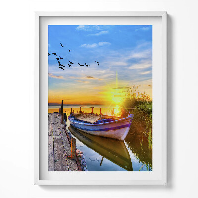 Obraz v rámu Pohled na jezero a západ slunce