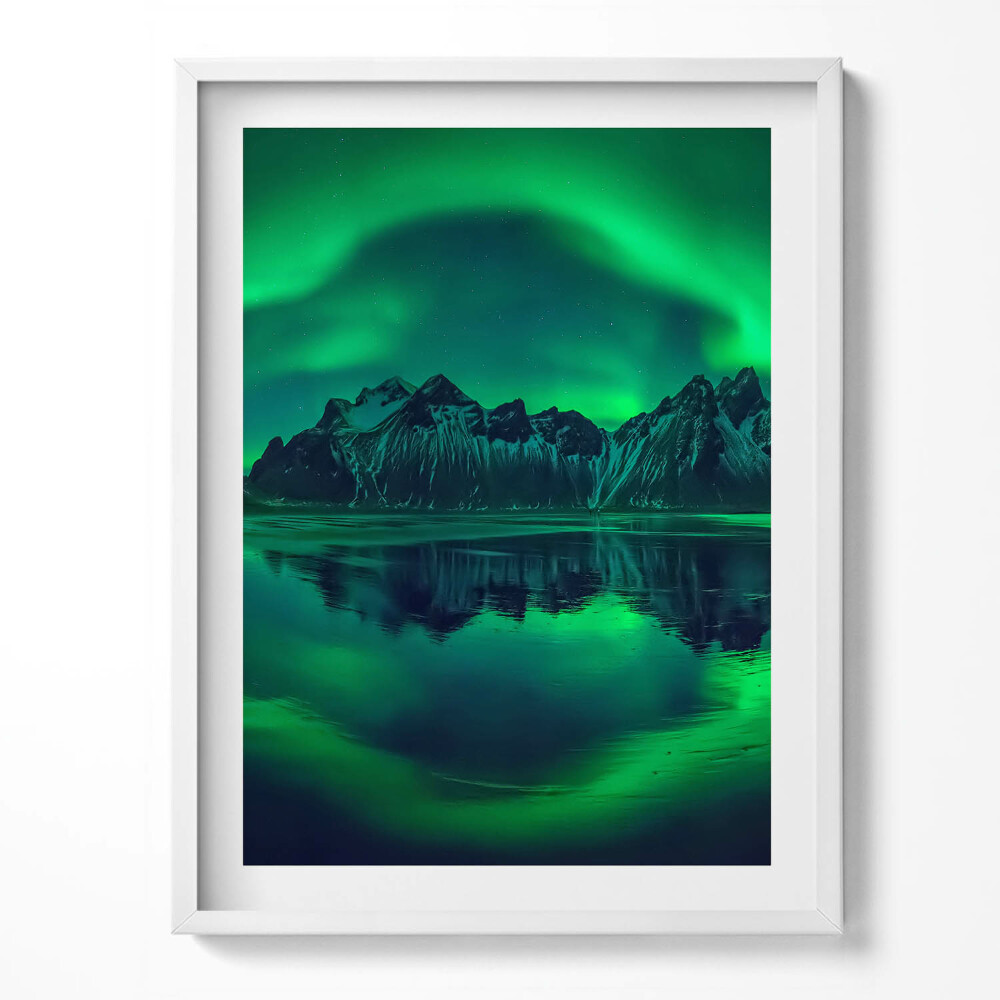 Obraz v rámu Polární záře - zrcadlový odraz