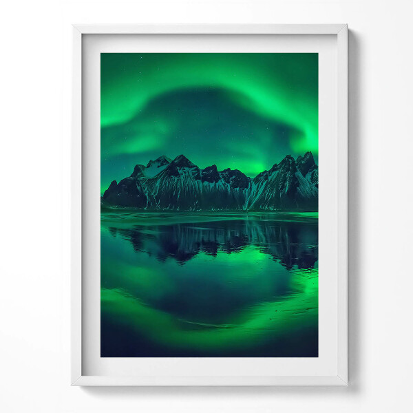 Obraz v rámu Polární záře - zrcadlový odraz