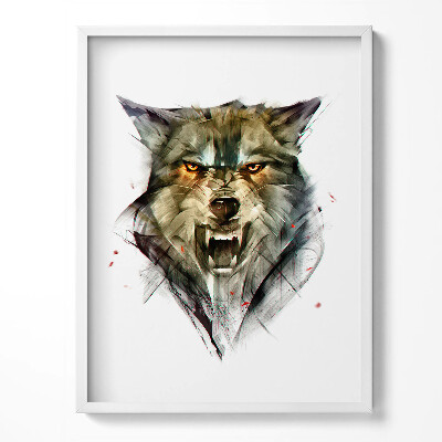 Obraz v rámu Kreslený portrét vlka