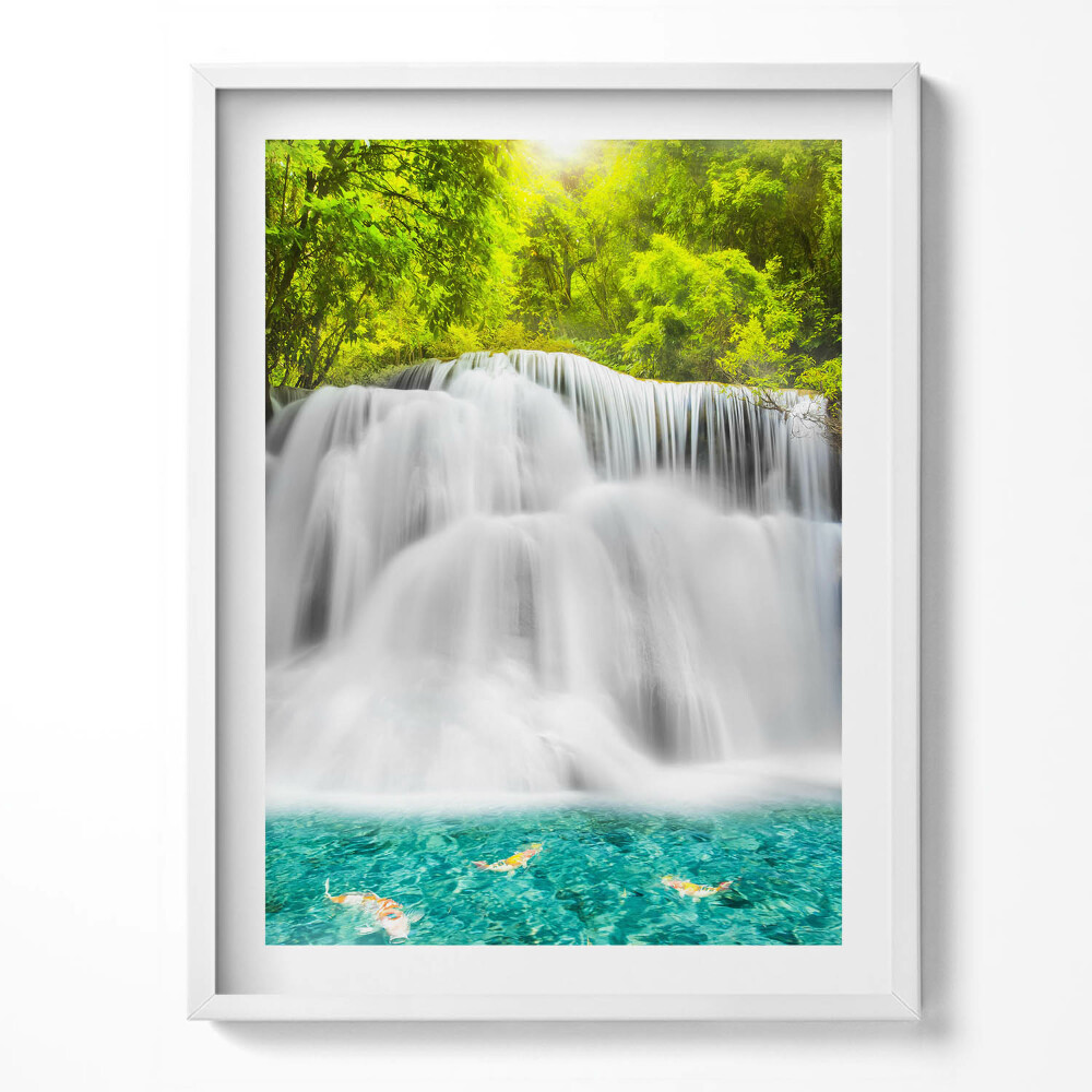 Obraz v rámu Vodopád Huai Mae Khamin v Thajsku