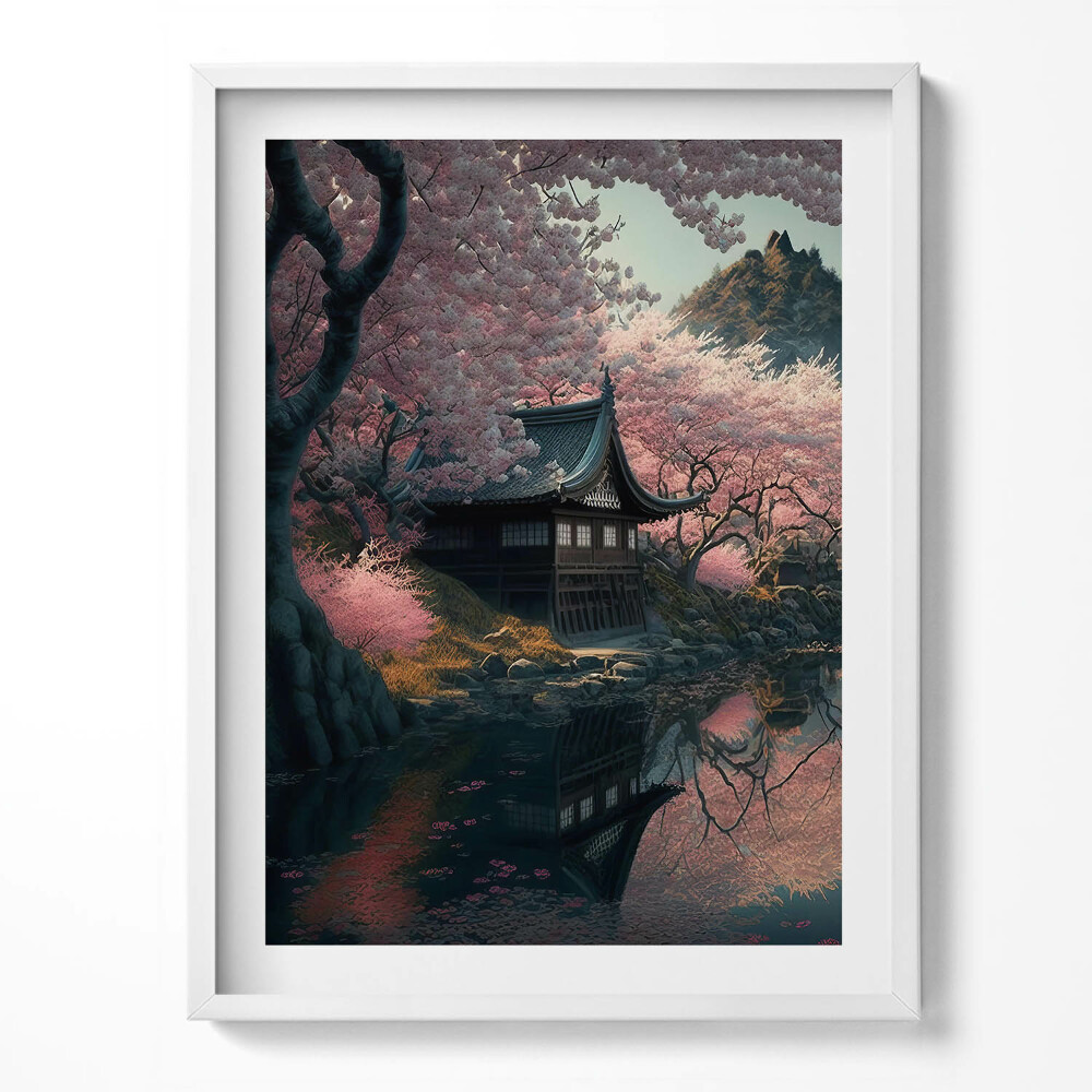 Obraz v rámu Krásný asijský třešňový květ