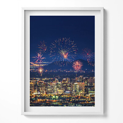 Obraz v rámu Město Phoenix v noci