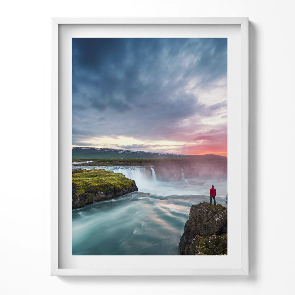 Obraz v rámu Krajina s vodopádem Godafoss