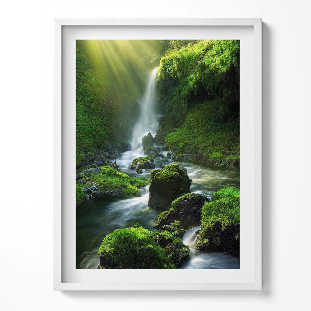 Obraz v rámu Vodopád a skály