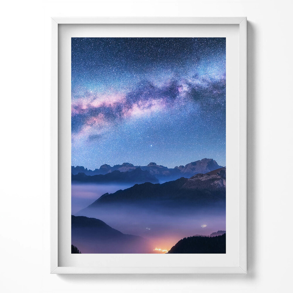Obraz v rámu Hvězdná obloha nad horami