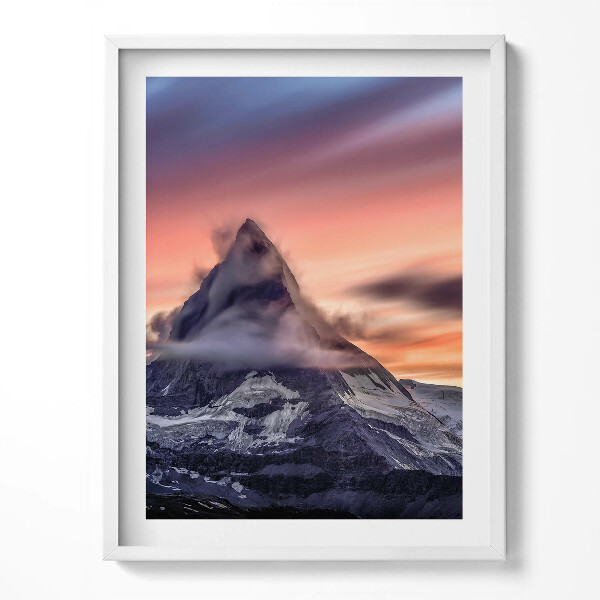 Obraz v rámu Osamělá hora při západu slunce