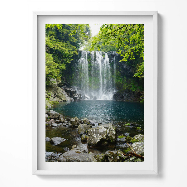 Obraz v rámu Vodopád a řeka mezi stromy