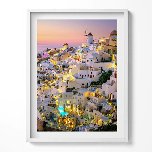 Obraz v rámu Architektura Santorini ve večerním Řecku