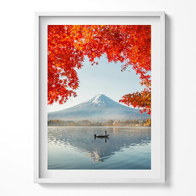 Obraz v rámu Krajina hory Fuji pod červeným stromem