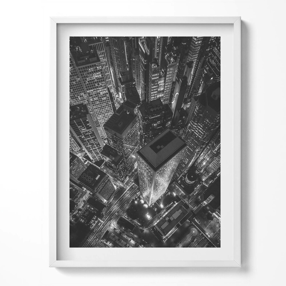 Obraz v rámu Velké město v noci z ptačí perspektivy