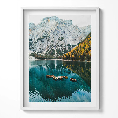 Obraz v rámu Krajina horského jezera a lodě