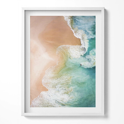 Obraz v rámu Mořské vlny a pláž z ptačí perspektivy