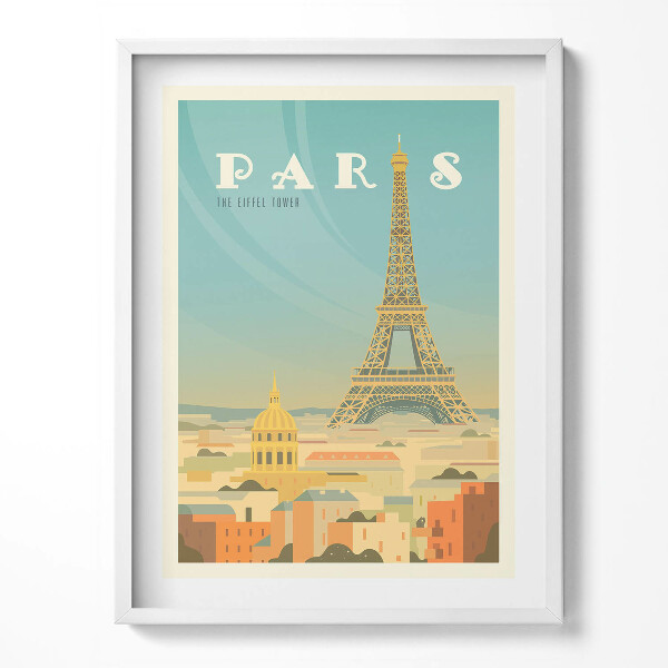 Obraz v rámu Ilustrace Paříže a Eiffelovy věže