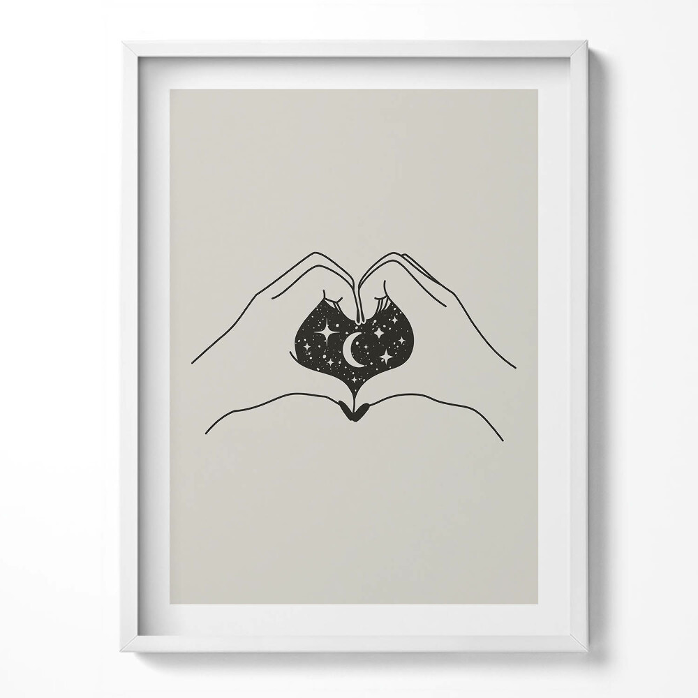 Obraz v rámu Srdce z palmy a kosmu - ilustrace