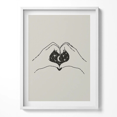 Obraz v rámu Srdce z palmy a kosmu - ilustrace