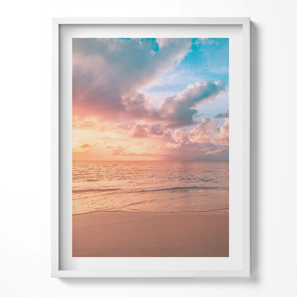 Obraz v rámu Romantický západ slunce nad mořem