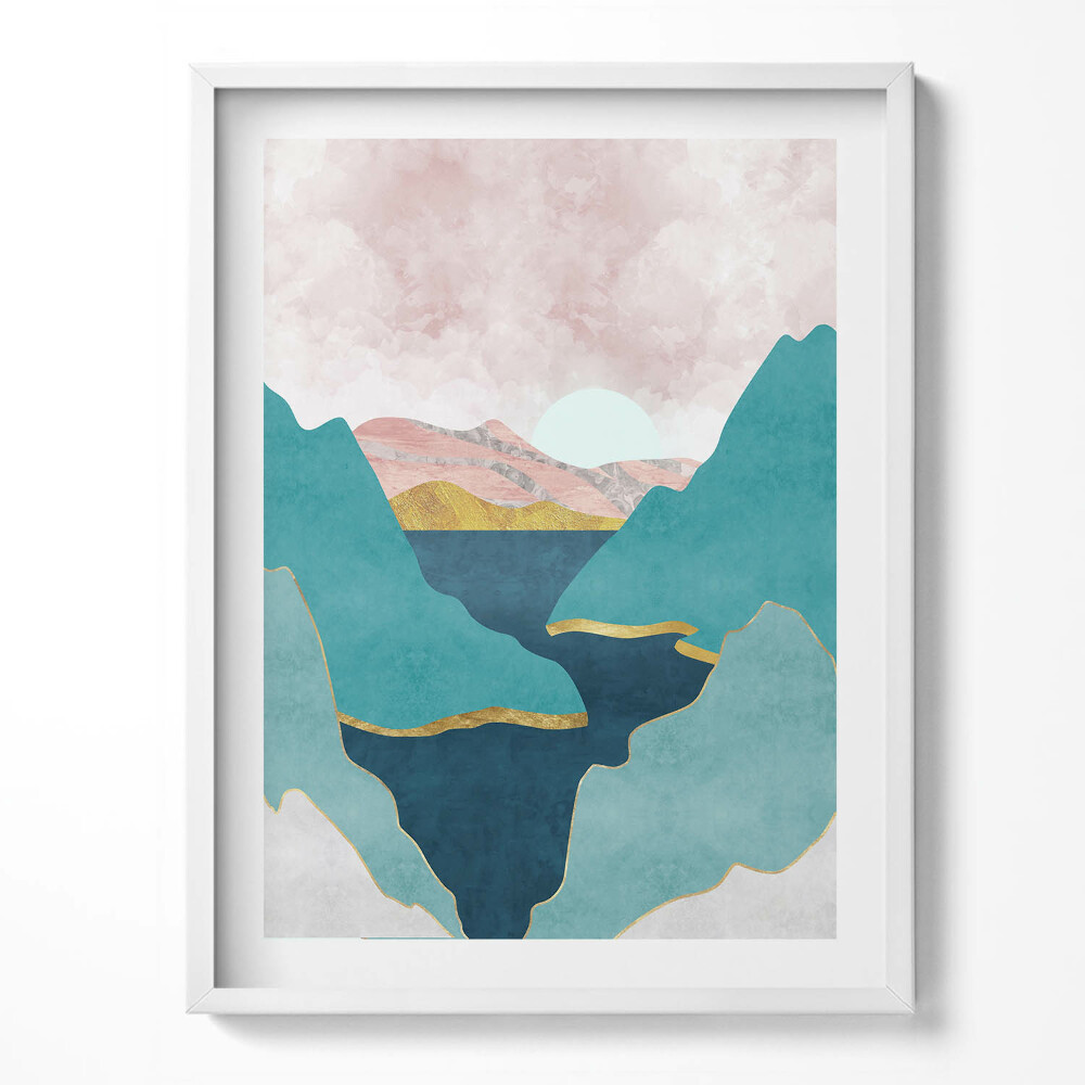 Obraz v rámu Módní ilustrace hor a řek
