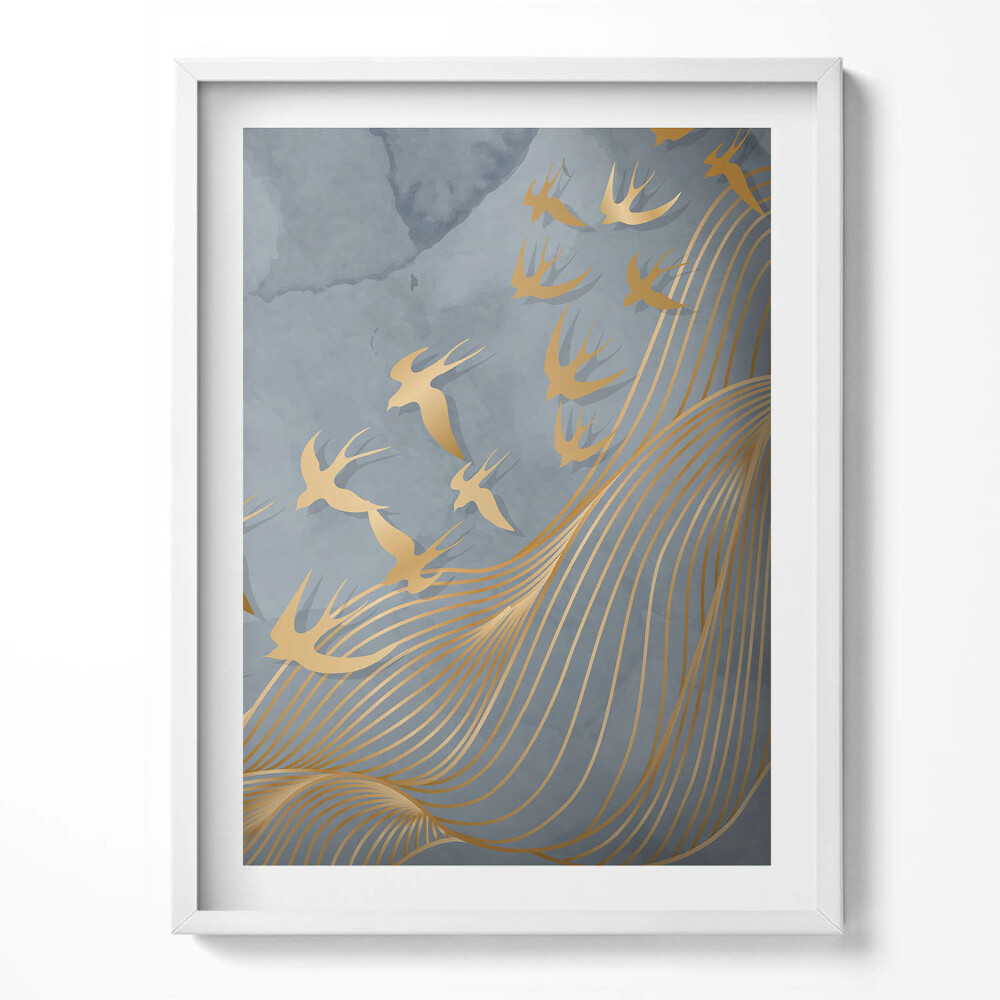 Obraz v rámu Ilustrace létajících ptáků