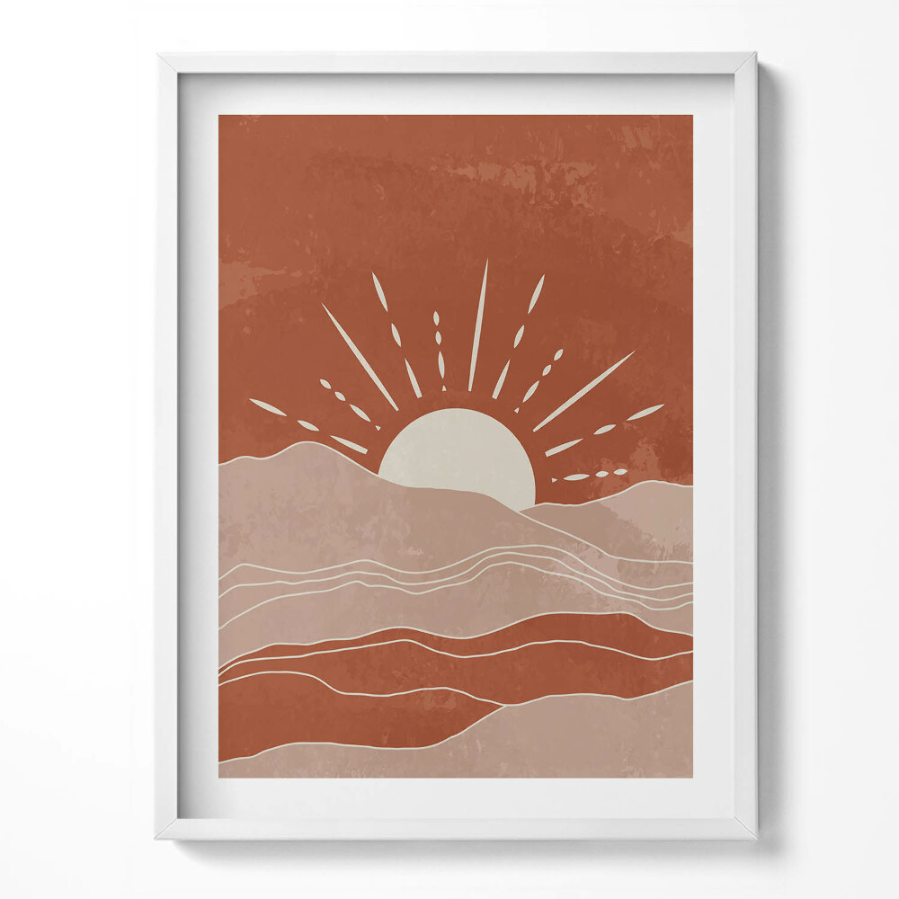 Obraz v rámu Ilustrace vycházejícího slunce