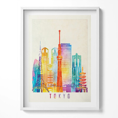 Obraz v rámu Barevné ilustrace města Tokia v Japonsku