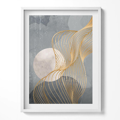 Obraz v rámu Abstraktní ilustrace měsíce se zlatem