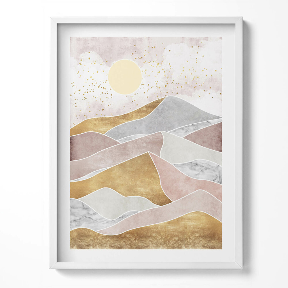 Obraz v rámu Abstraktní krajina pouště a slunce