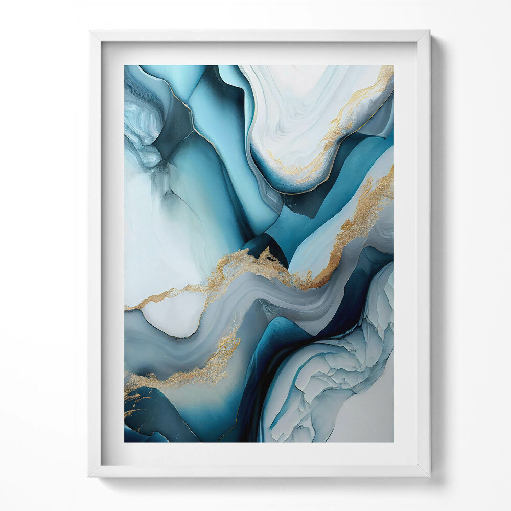 Obraz v rámu Tekutá mramorová textura se zlatem