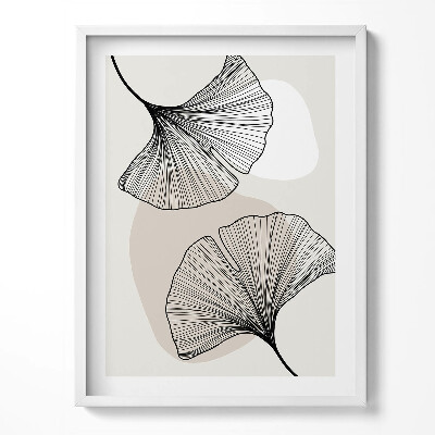 Obraz v rámu Lineární listy ginkga v boho stylu