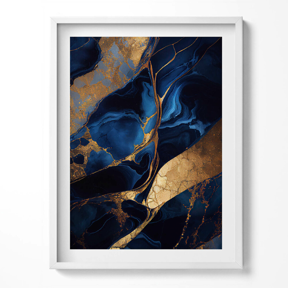 Obraz v rámu Mramor a zlato textury abstrakce