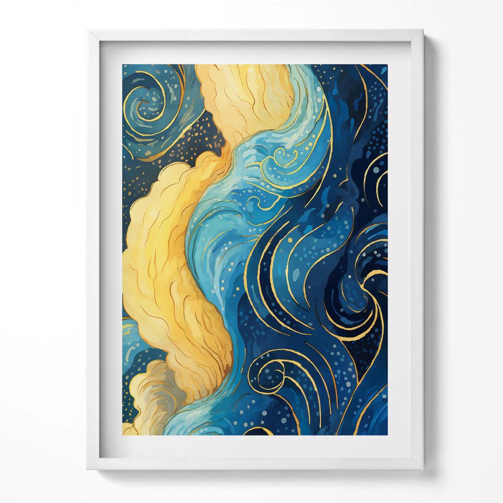 Obraz v rámu Mraky abstrakce se zlatem