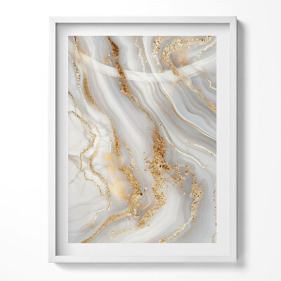Obraz v rámu Textura mramoru se zlatem