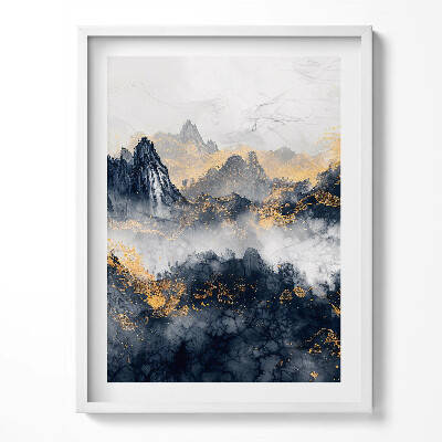 Obraz v rámu Abstraktní krajina hor mezi mraky