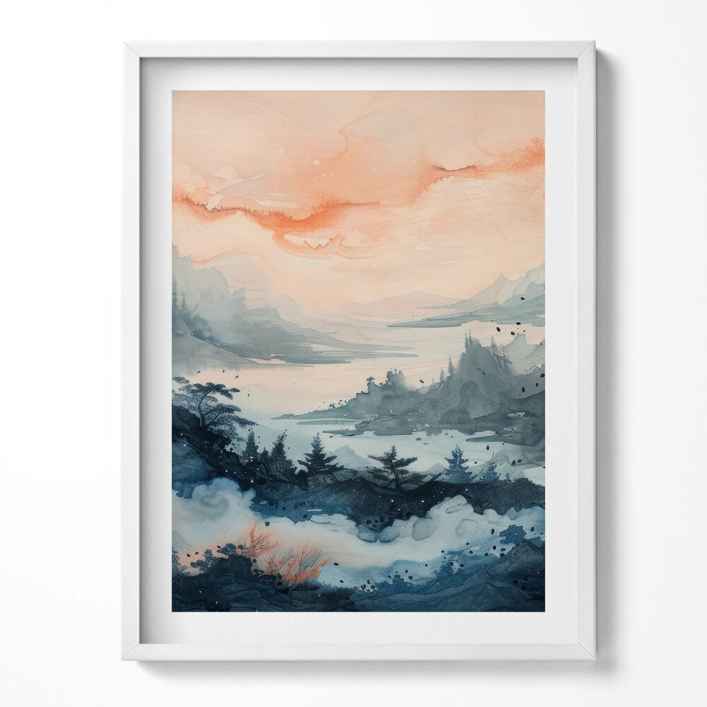 Obraz v rámu Abstraktní krajina hor a lesů