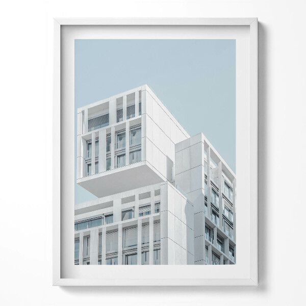 Obraz v rámu Bílá minimalistická architektura budovy