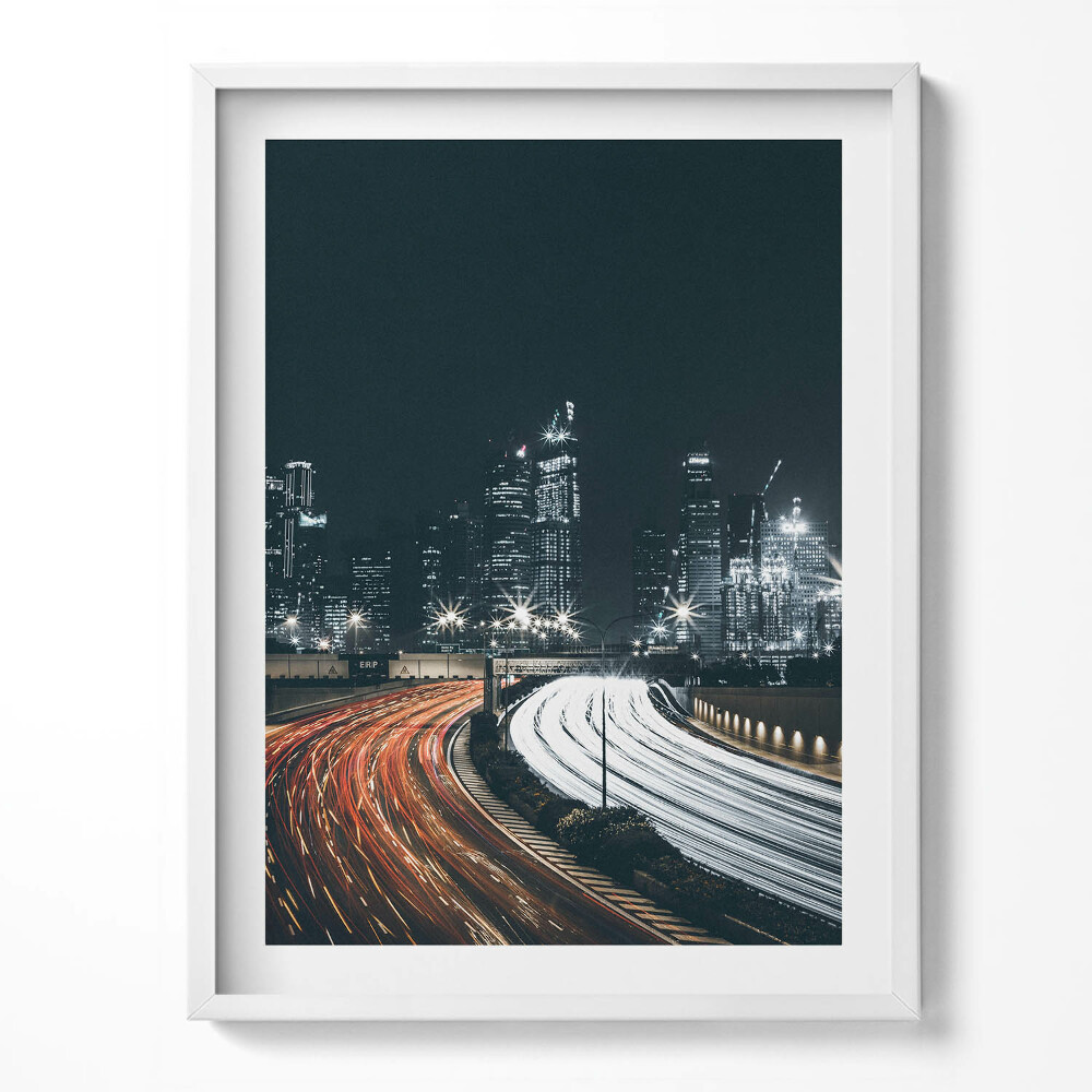 Obraz v rámu Rušné ulice města v noci