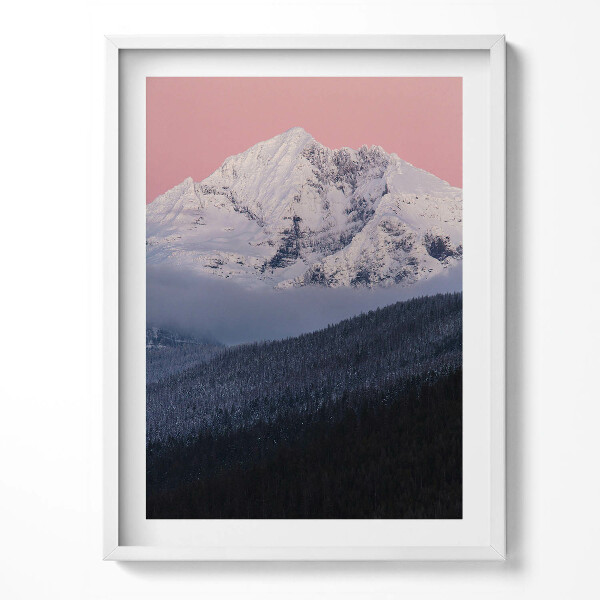 Obraz v rámu Les a zasněžený vrchol