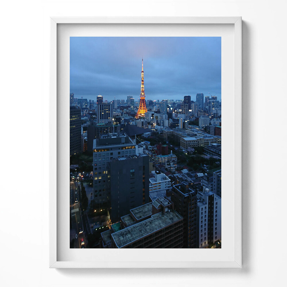 Obraz v rámu Panorama večerního města Tokia
