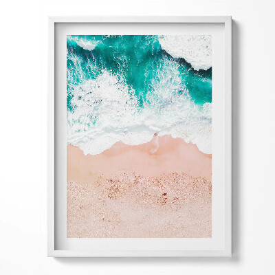 Obraz v rámu Mořské vlny na pláži z ptačí perspektivy