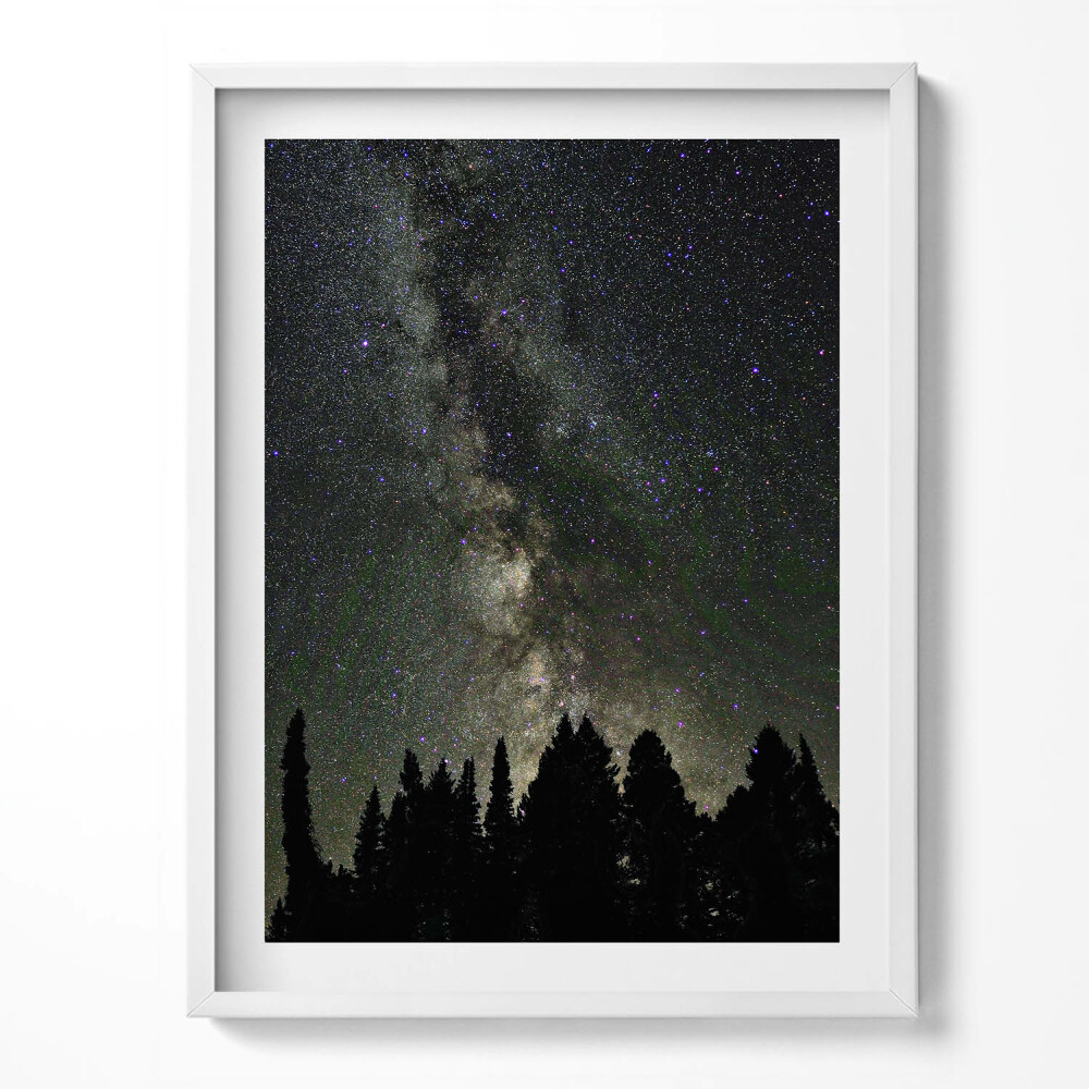 Obraz v rámu Hvězdná obloha nad lesem